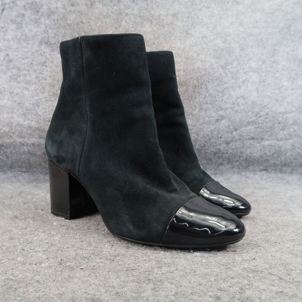 1901 Shoes Womens 6.5 Booties Block Heel Patent Cap Toe Leather Whitaker Classic